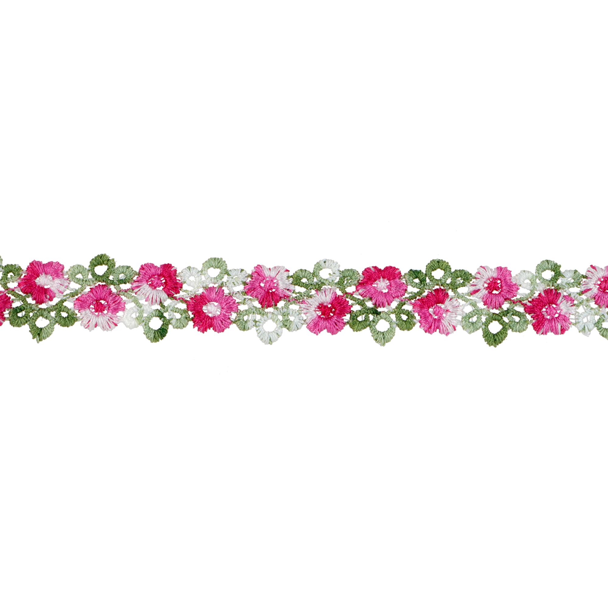 3/4" Pink Flower Crochet Embroidery Trim by Celebrate It®